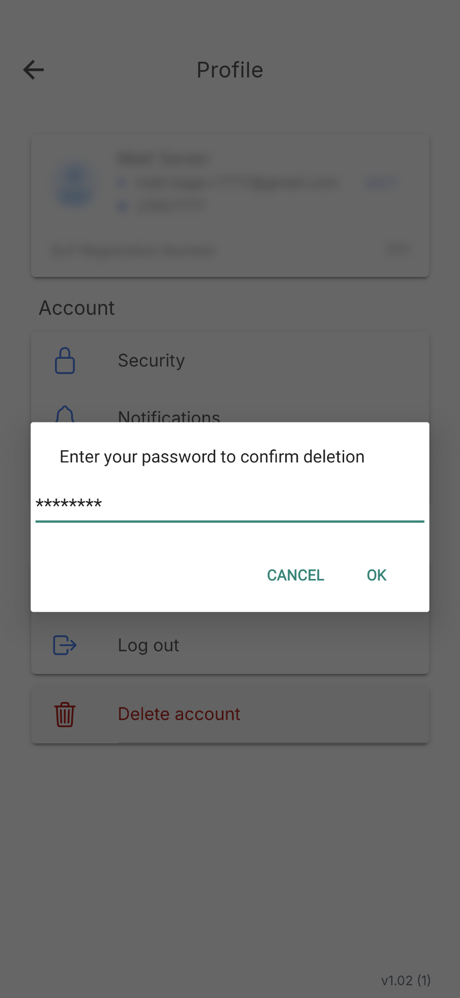 Password confirmation